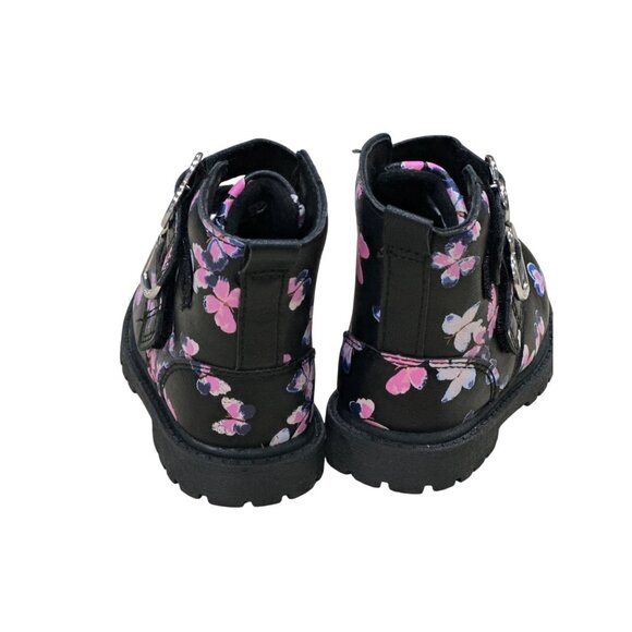 Girls Carters Toddler Ankle Butterfly Buckle Boots. Size 5. Pink and Blac - Picture 3 of 4